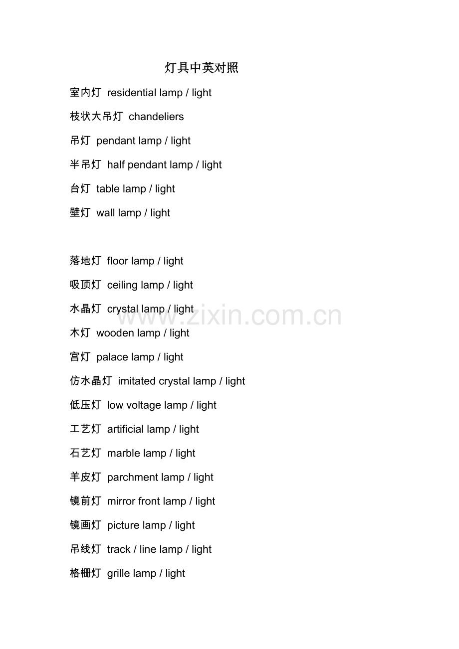 照明灯具英语词汇(一).doc_第1页