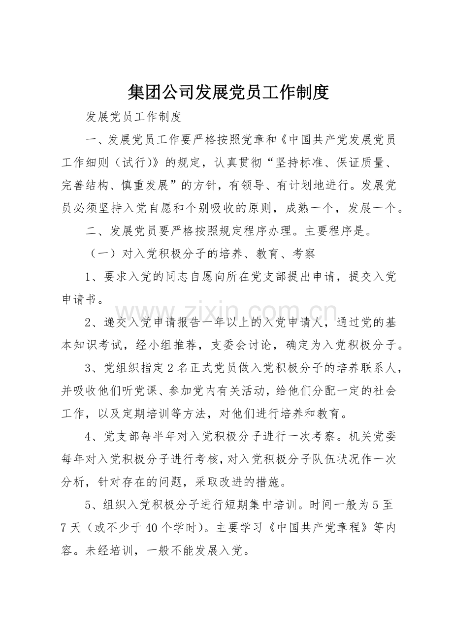 集团公司发展党员工作规章制度细则.docx_第1页