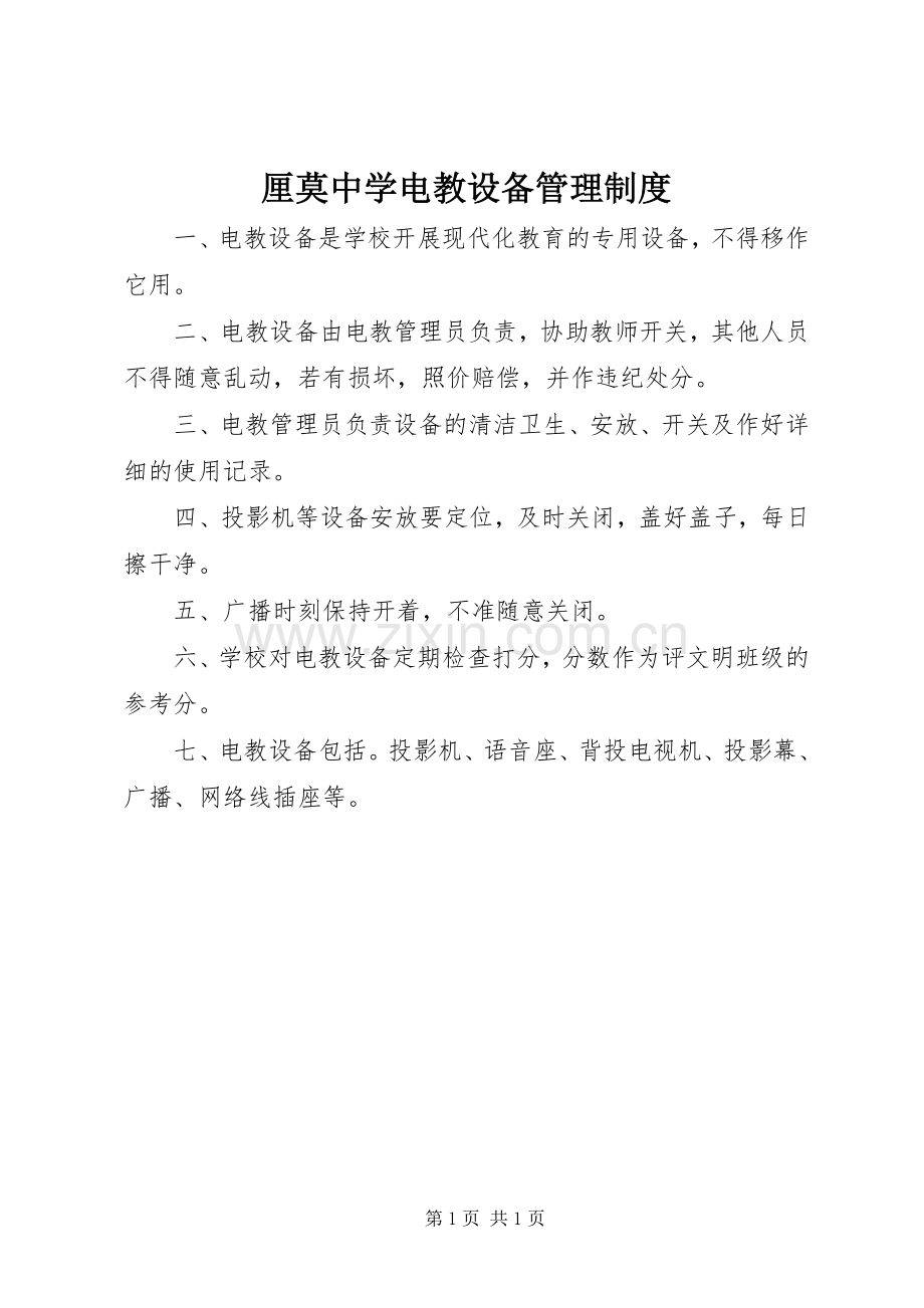 厘莫中学电教设备管理规章制度.docx_第1页