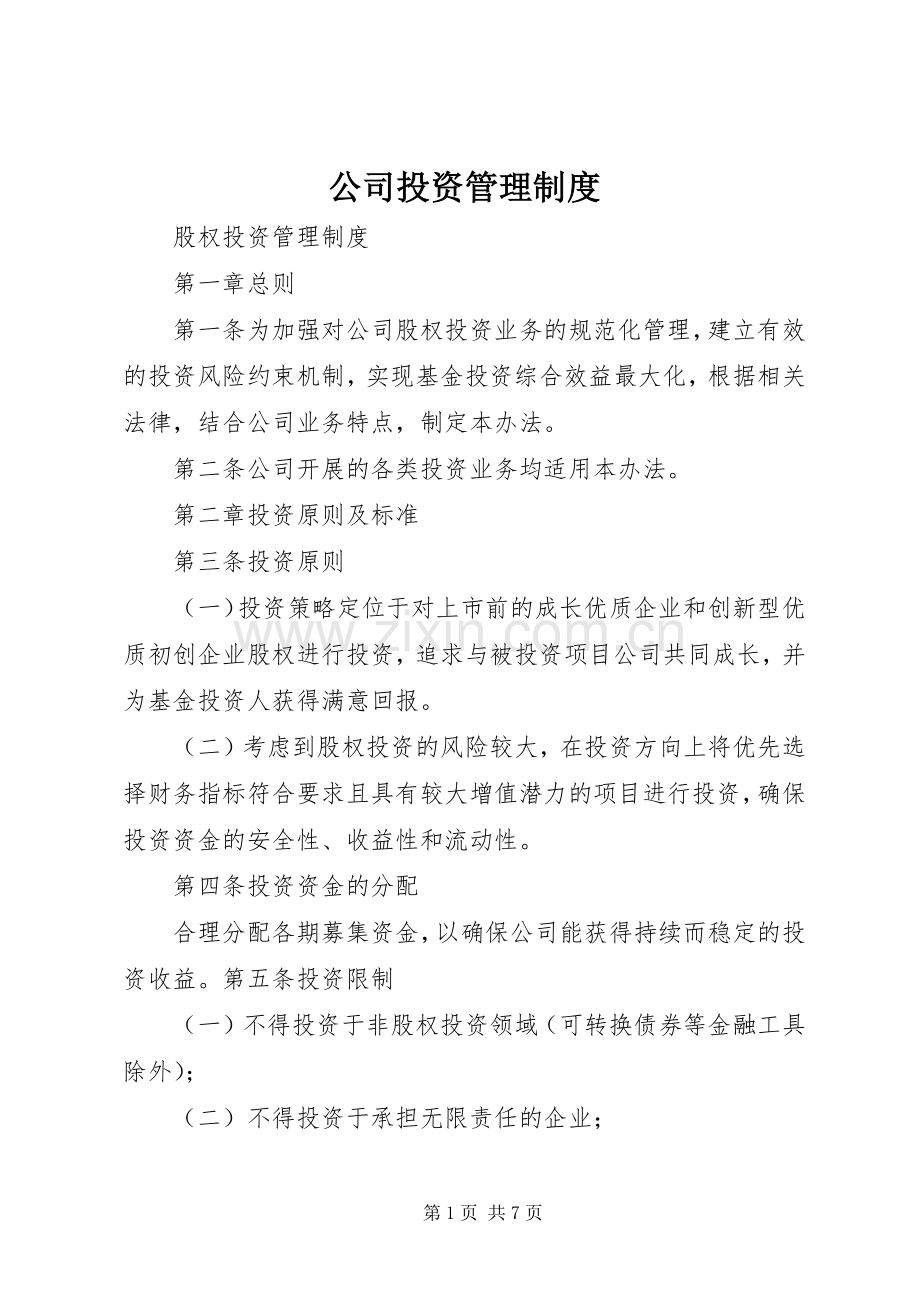 公司投资规章制度管理.docx_第1页