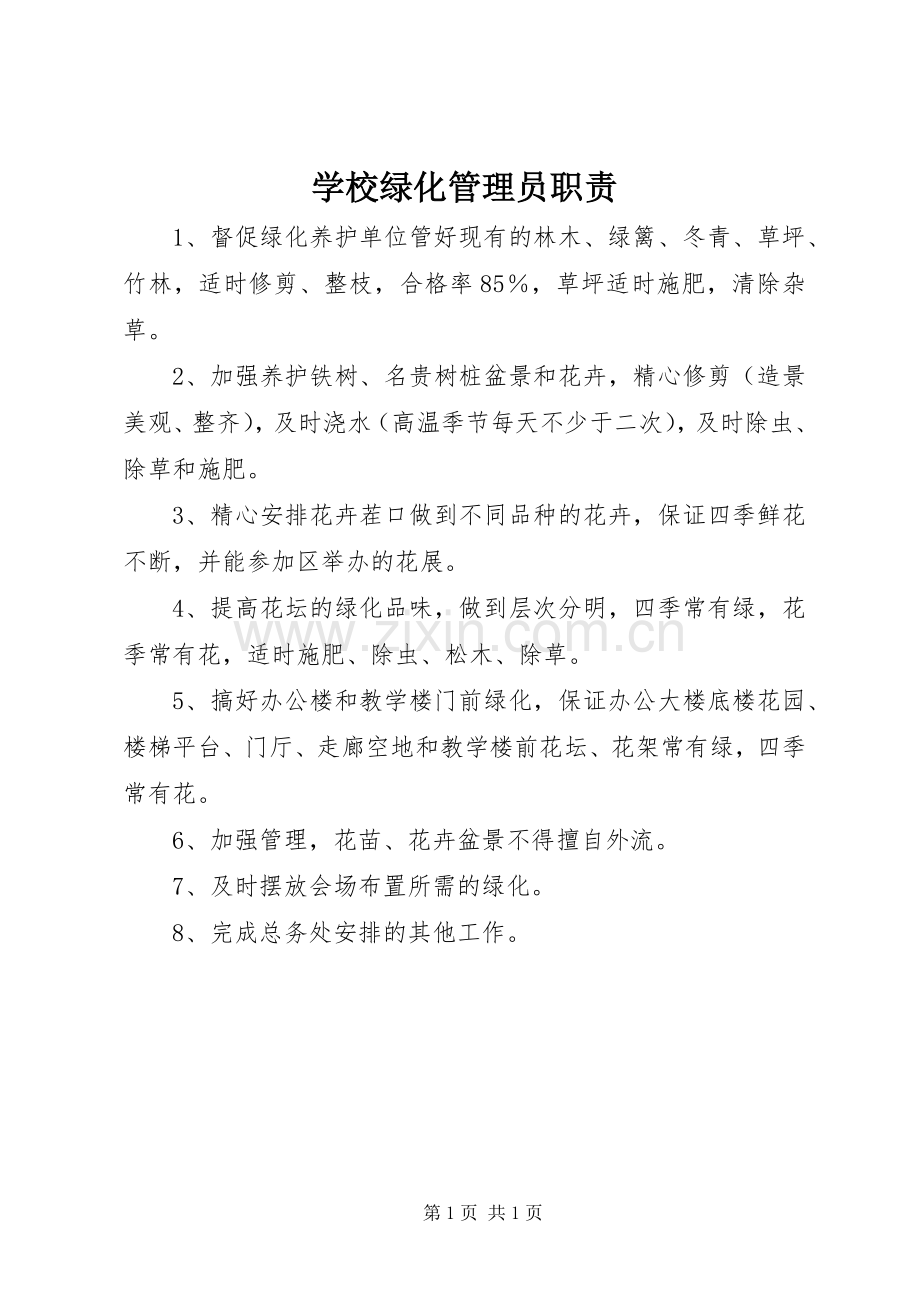 学校绿化管理员职责要求.docx_第1页