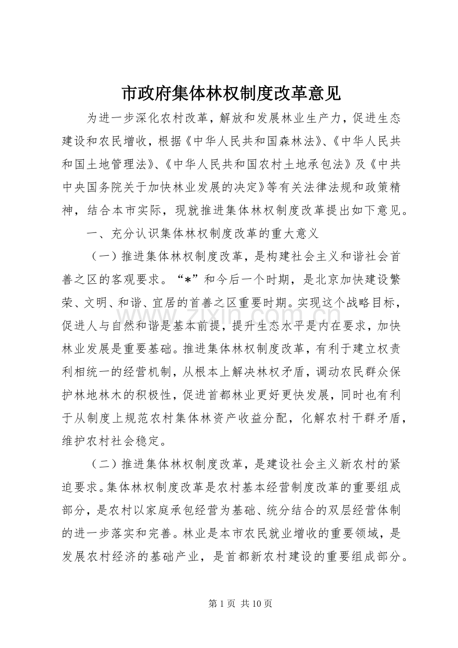 市政府集体林权规章制度改革意见.docx_第1页