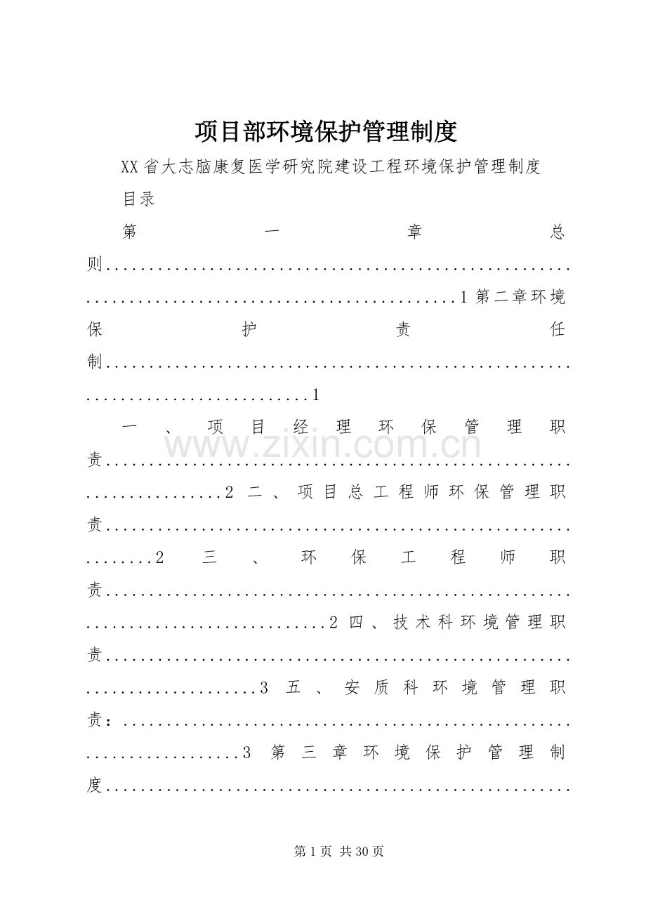 项目部环境保护管理规章制度.docx_第1页