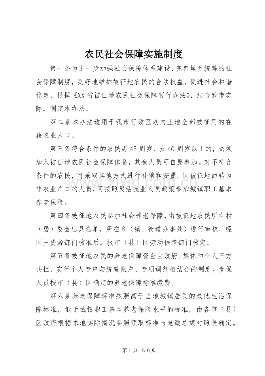 农民社会保障实施规章制度.docx_第1页