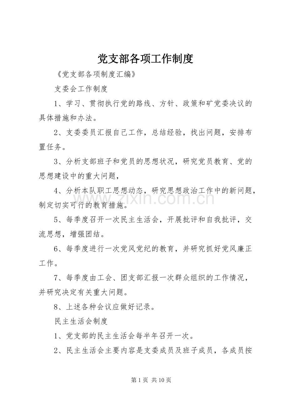 党支部各项工作规章制度细则.docx_第1页