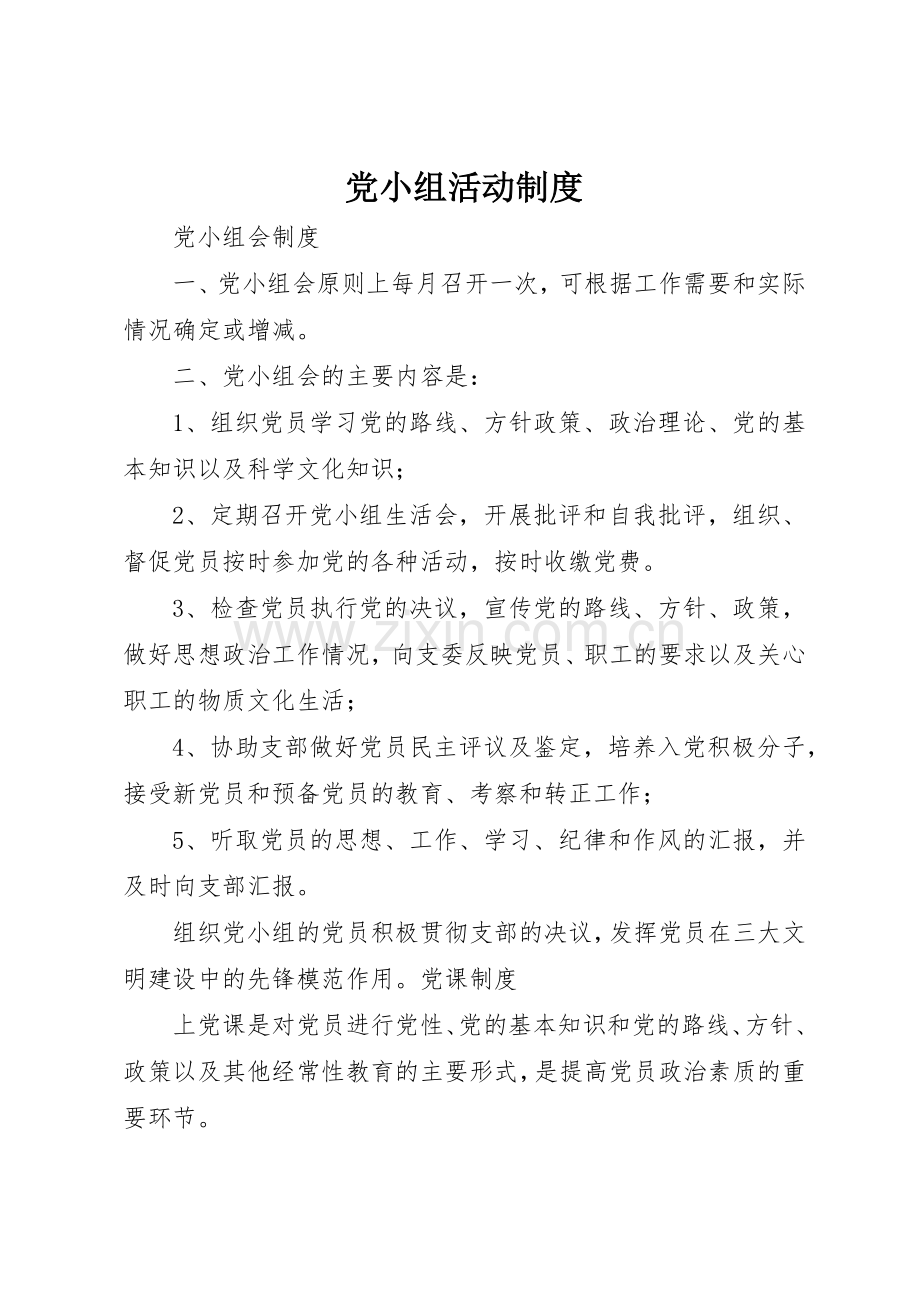 党小组活动规章制度细则.docx_第1页