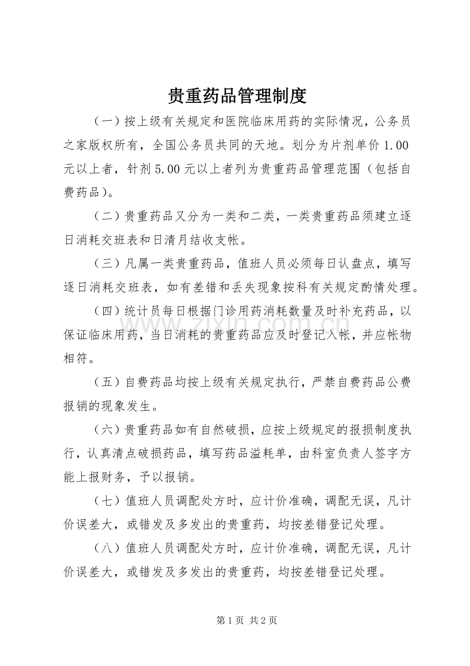 贵重药品管理规章制度.docx_第1页