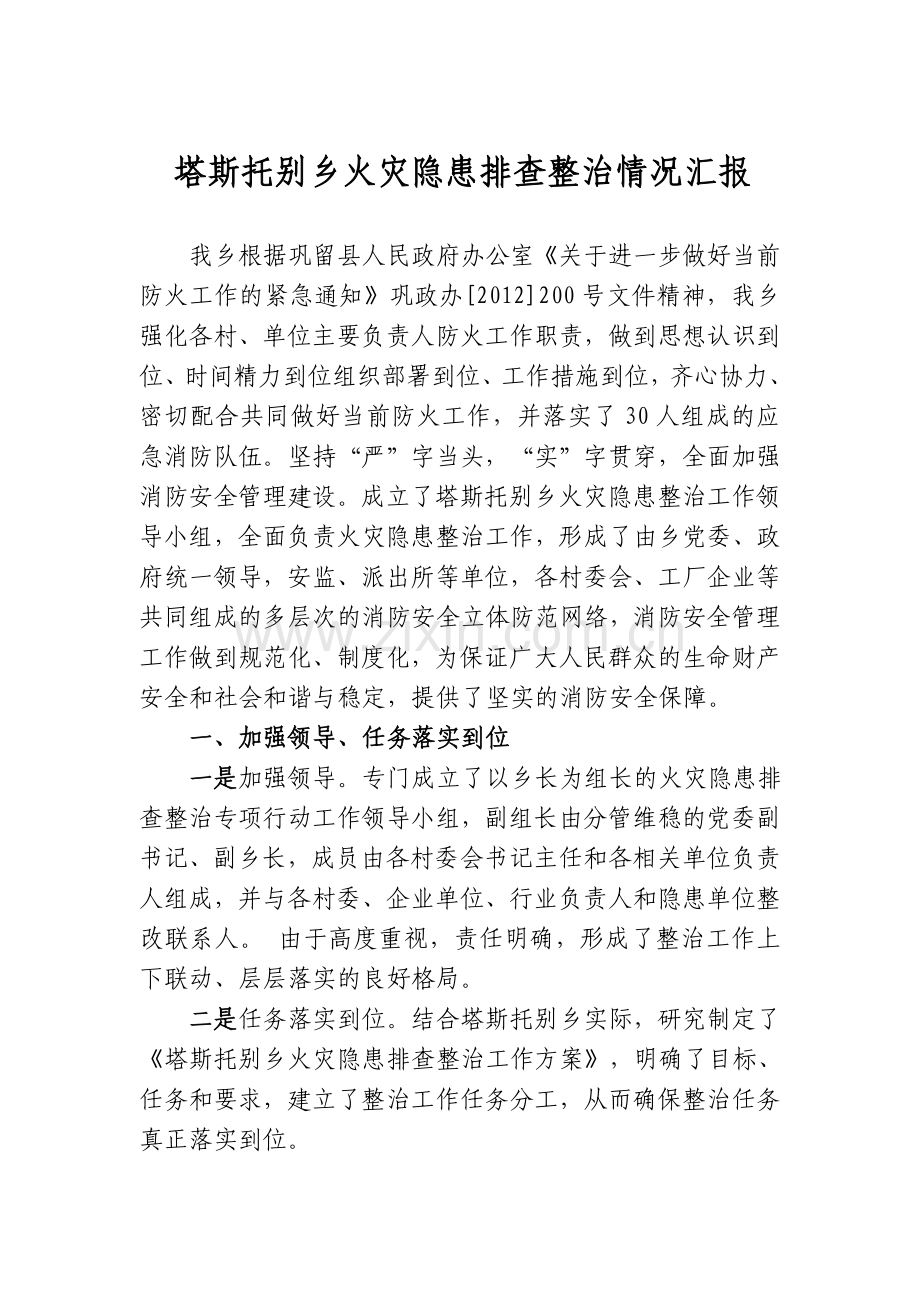 火灾隐患排查整治专项工作.doc_第1页