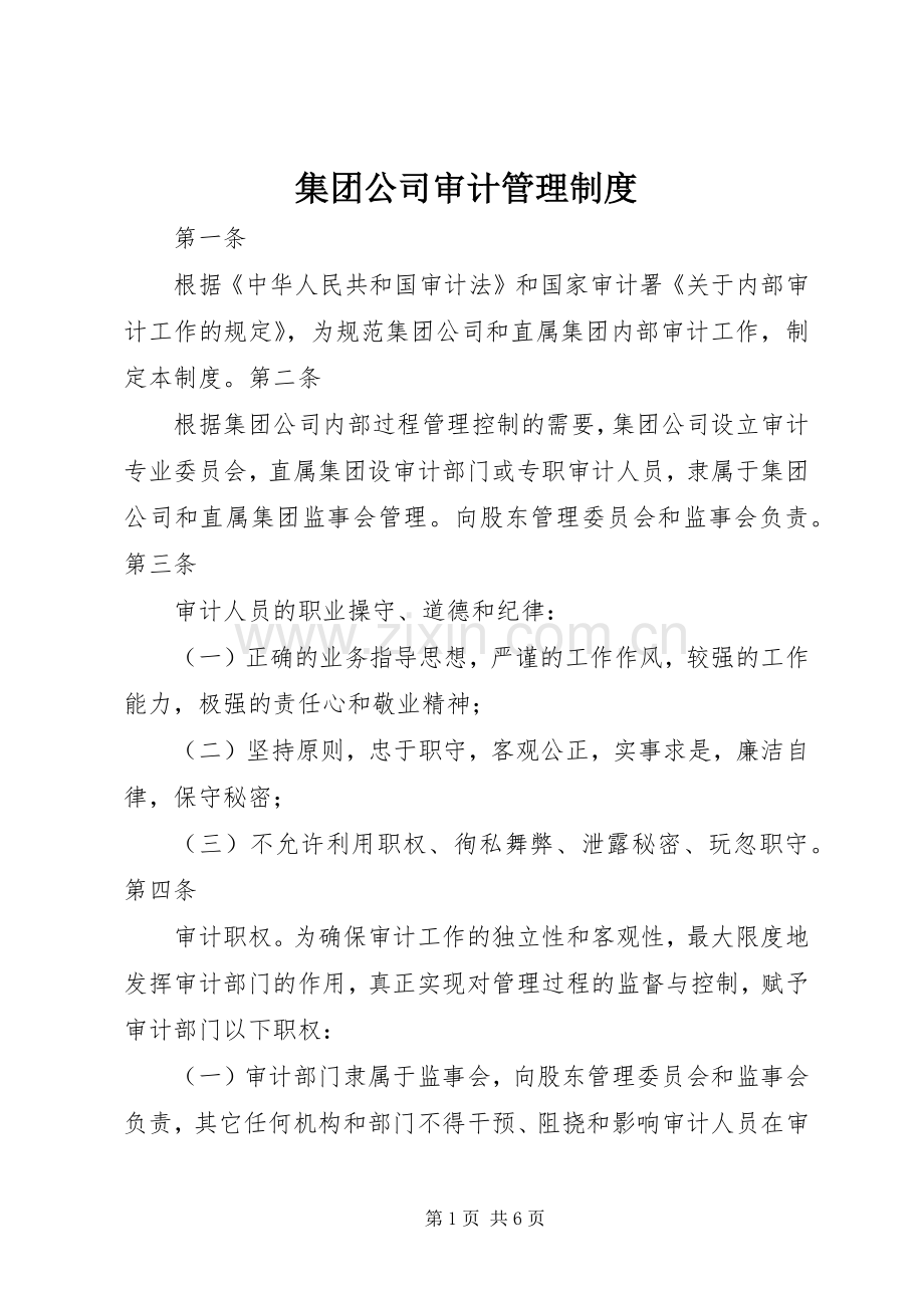 集团公司审计管理规章制度.docx_第1页