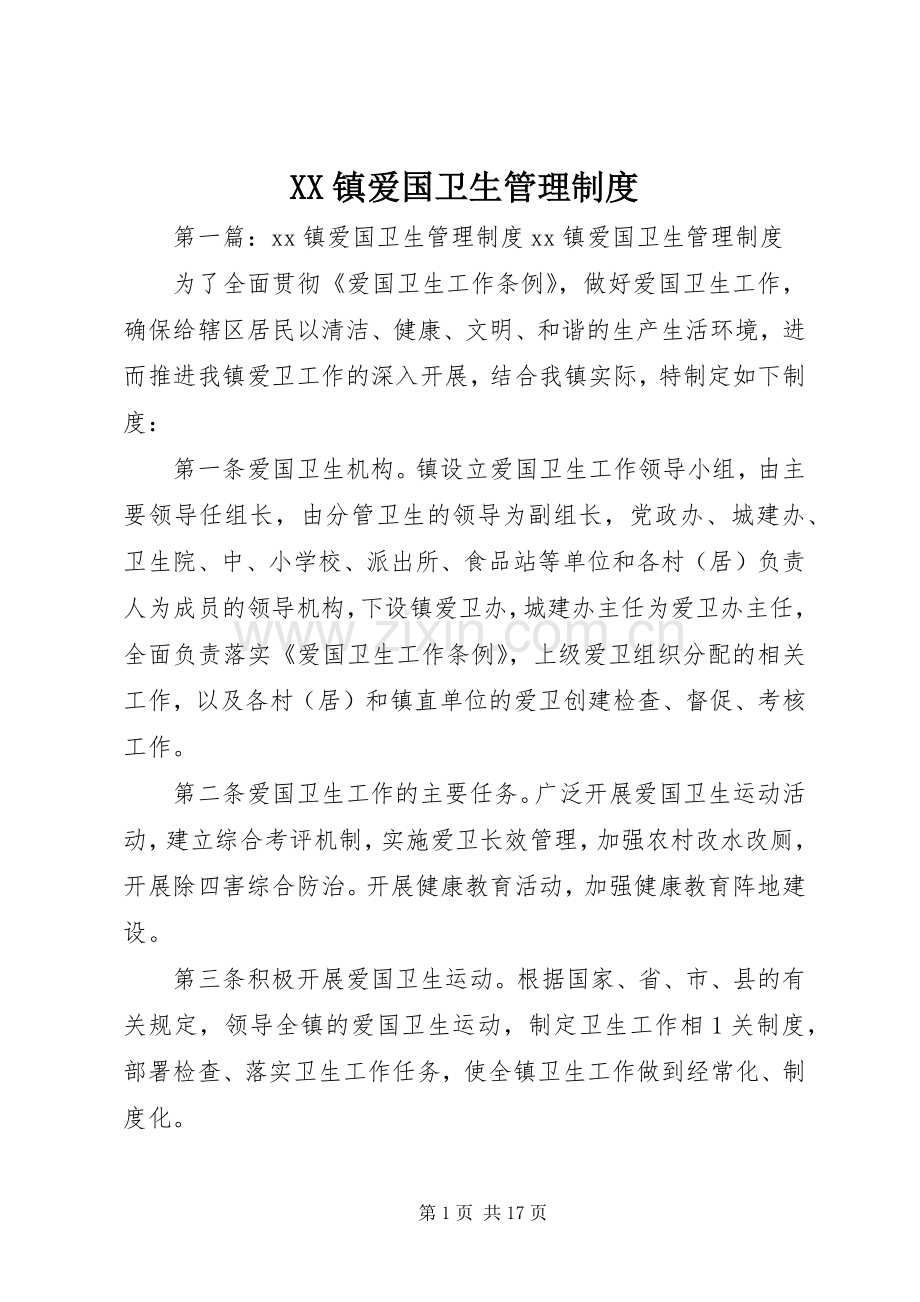 镇爱国卫生管理规章制度.docx_第1页