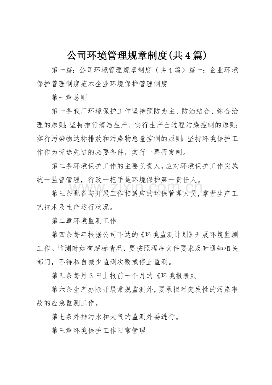 公司环境管理规章规章制度细则(共4篇).docx_第1页