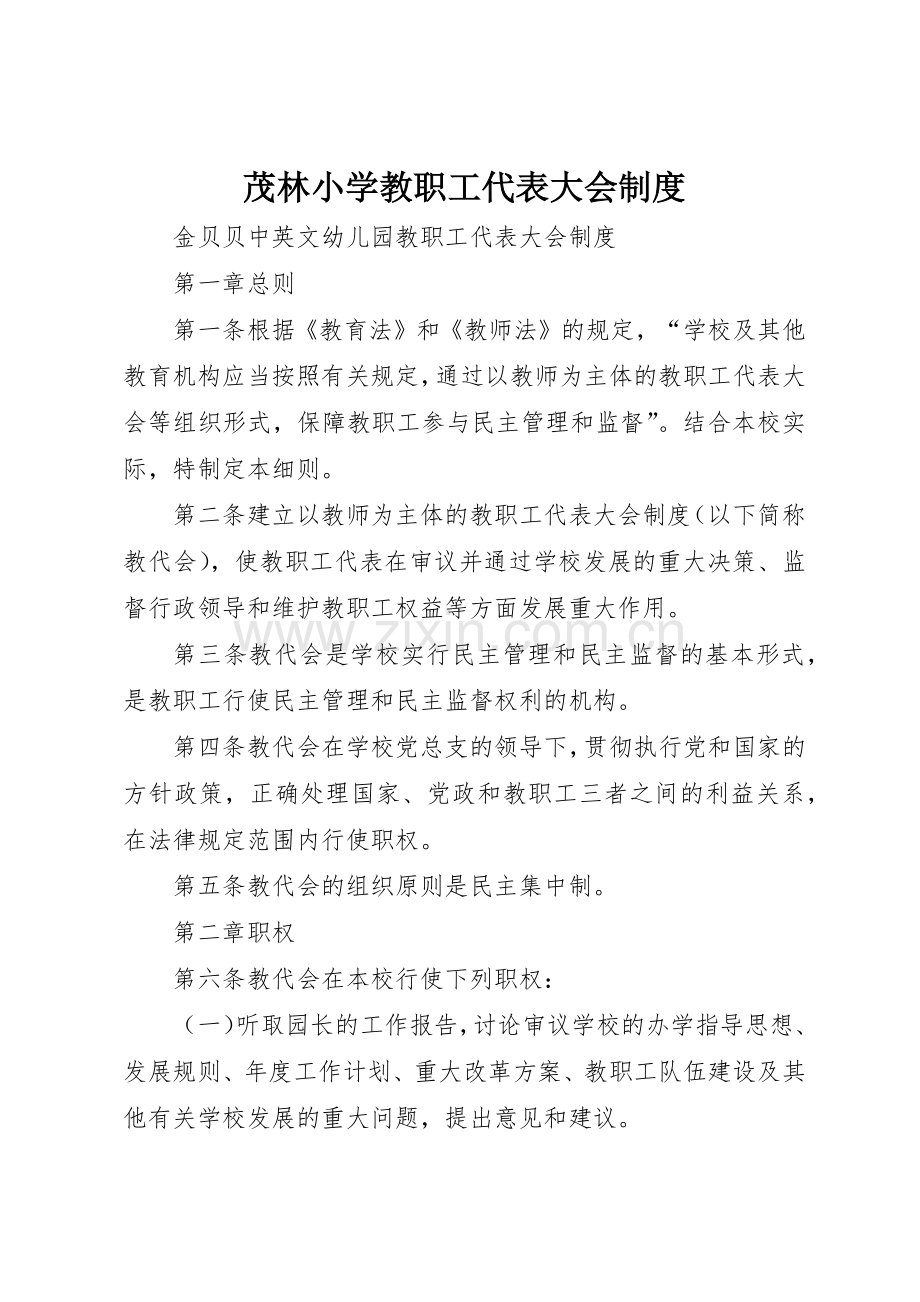 茂林小学教职工代表大会规章制度细则.docx_第1页