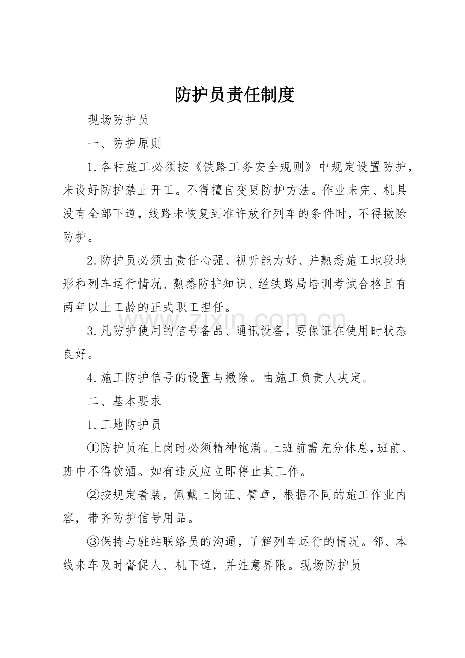 防护员责任规章制度细则.docx_第1页