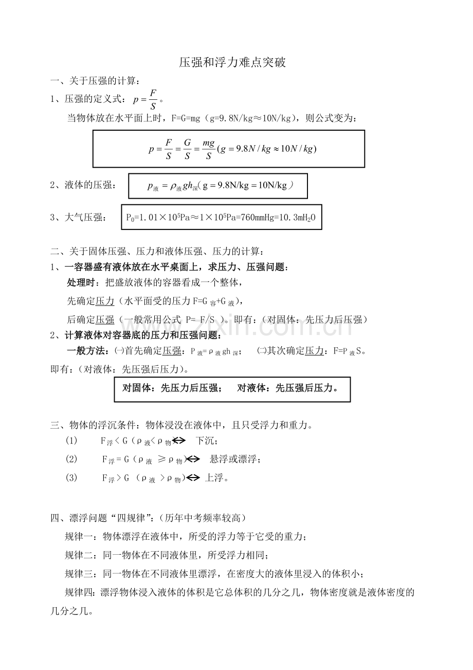 压强及浮力难点突破.doc_第1页