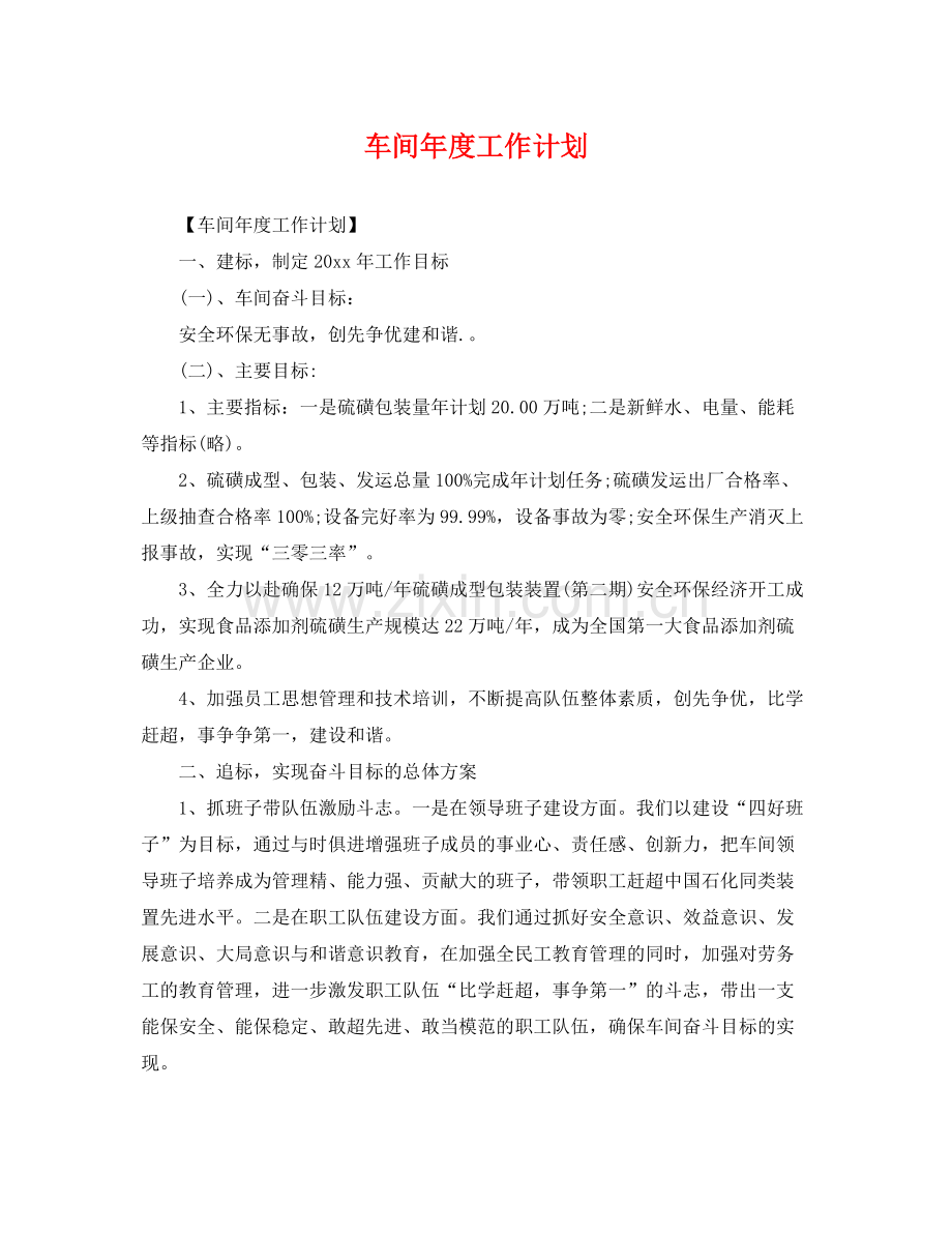 车间年度工作计划 .docx_第1页