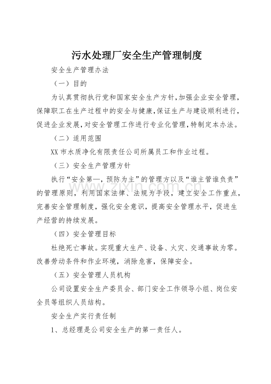 污水处理厂安全生产管理规章制度细则.docx_第1页