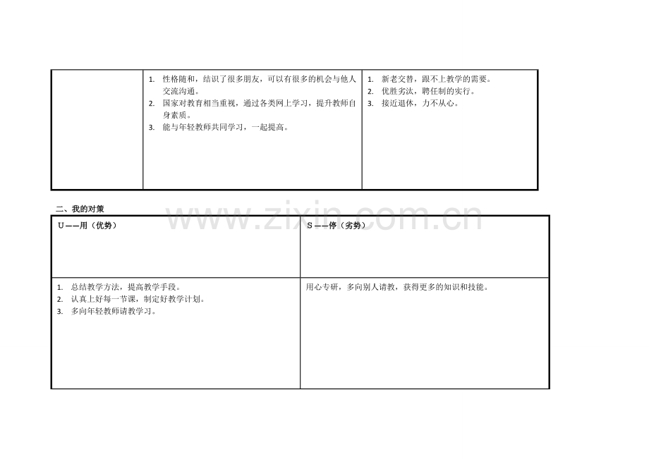 牛小青：个人自我诊断SWOT分析表.doc_第2页