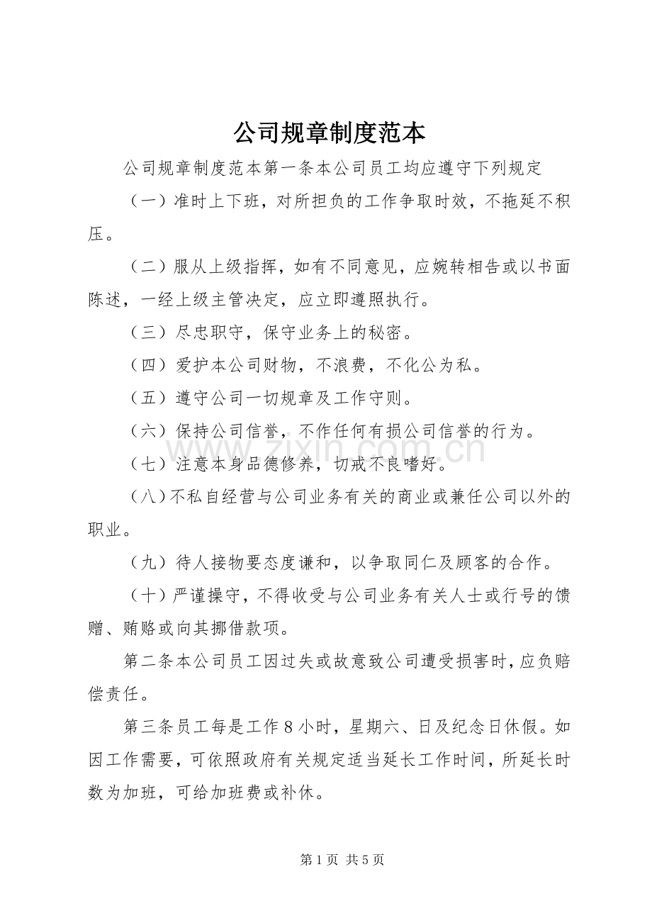 公司规章规章制度范本(2).docx_第1页