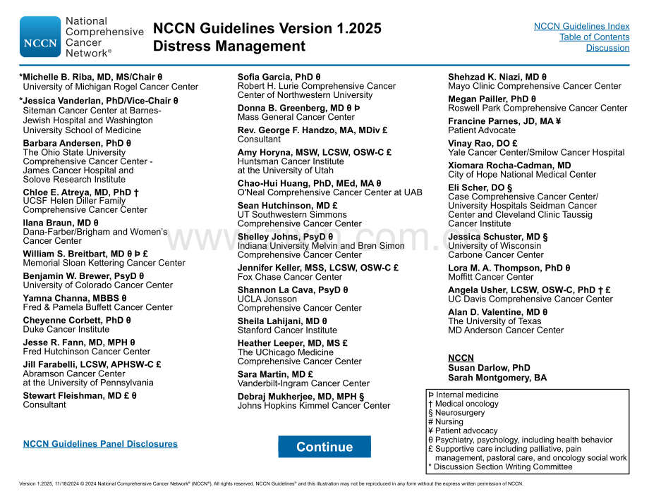 （2025.V1）NCCN临床实践指南：心理痛苦的处理.pdf（英文版 ）_第2页