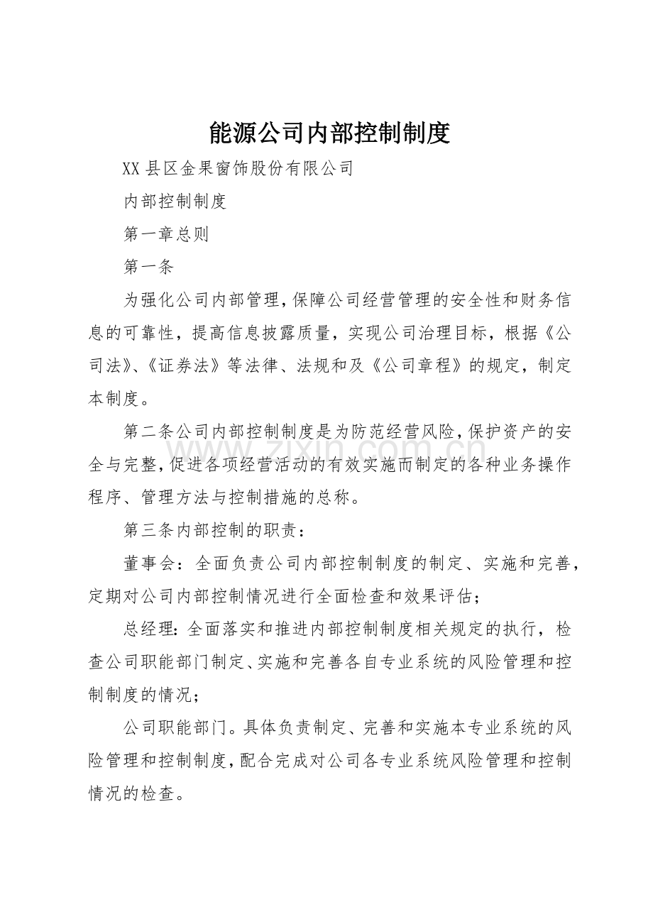 能源公司内部控制规章制度细则.docx_第1页