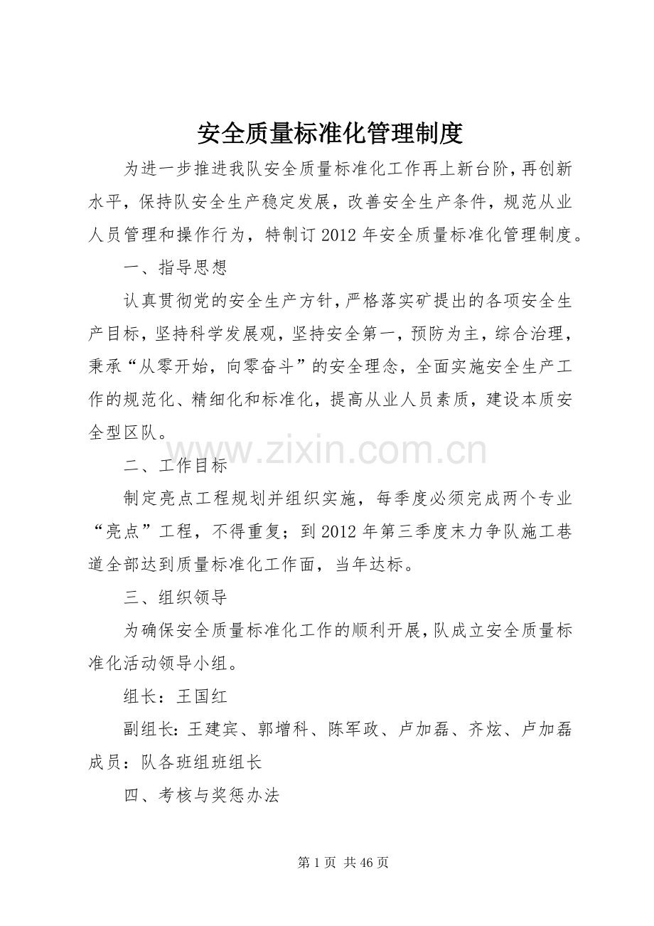 安全质量标准化管理规章制度.docx_第1页