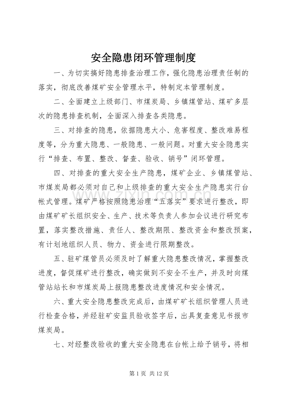 安全隐患闭环管理规章制度.docx_第1页