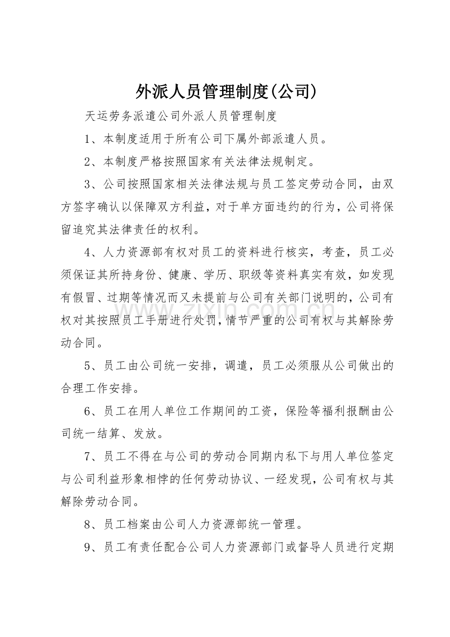 外派人员管理规章制度细则(公司).docx_第1页