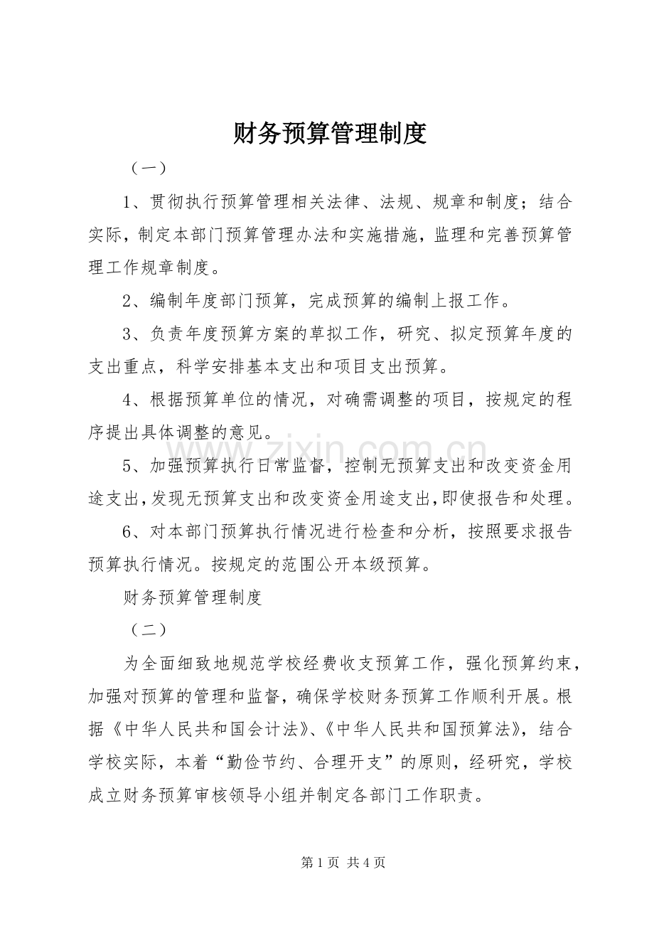 财务预算管理规章制度 .docx_第1页