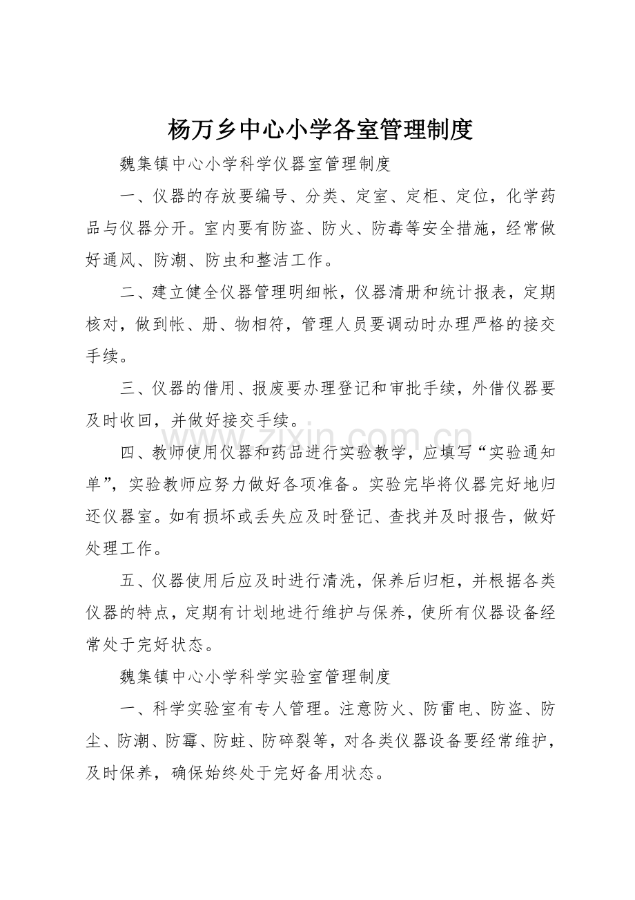 杨万乡中心小学各室管理规章制度细则.docx_第1页