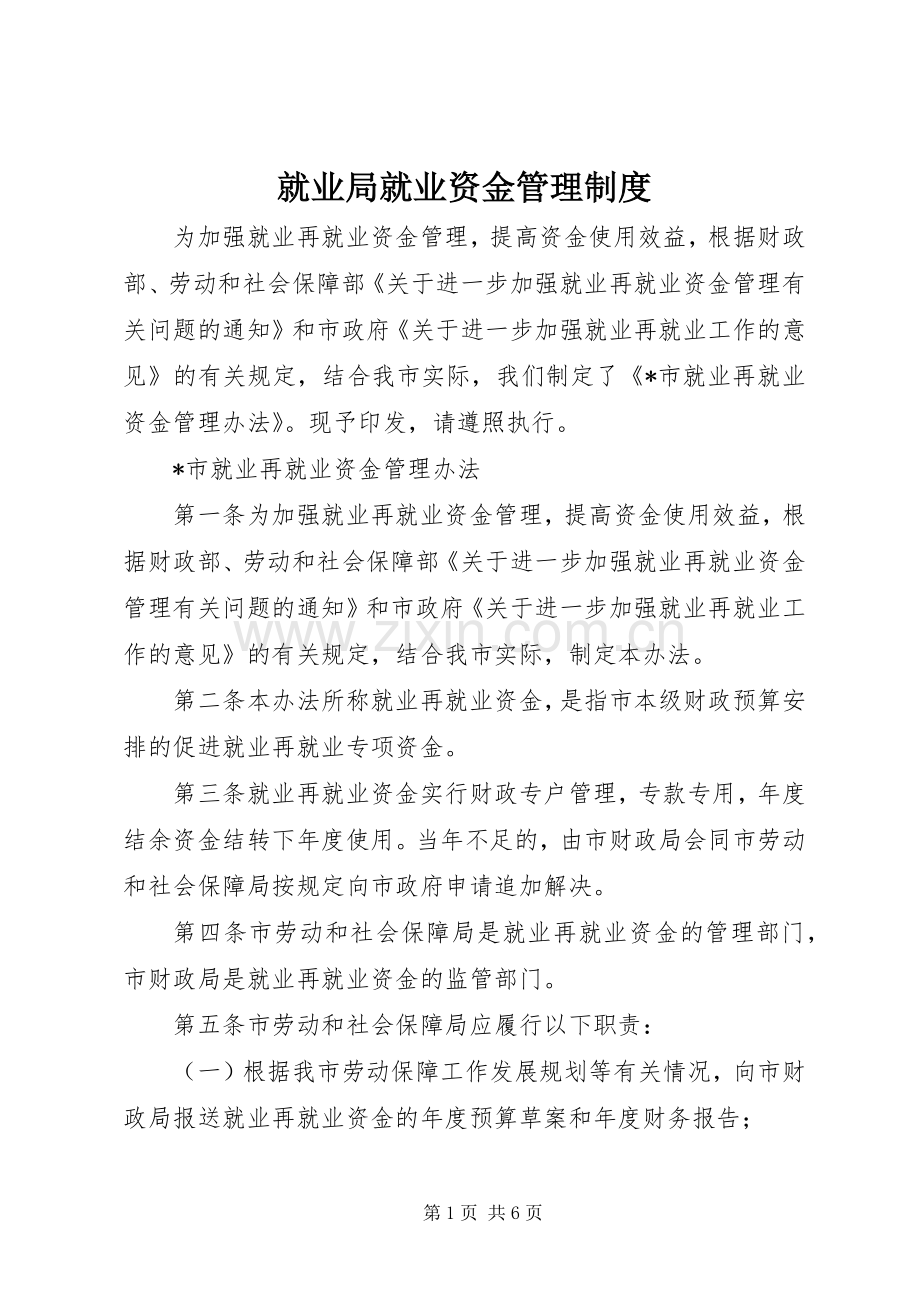 就业局就业资金管理规章制度.docx_第1页