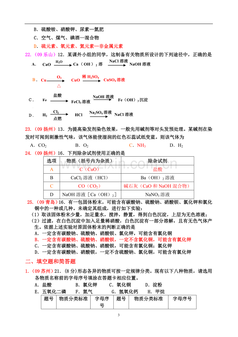 2009年中考化学试题离子共存.doc_第3页