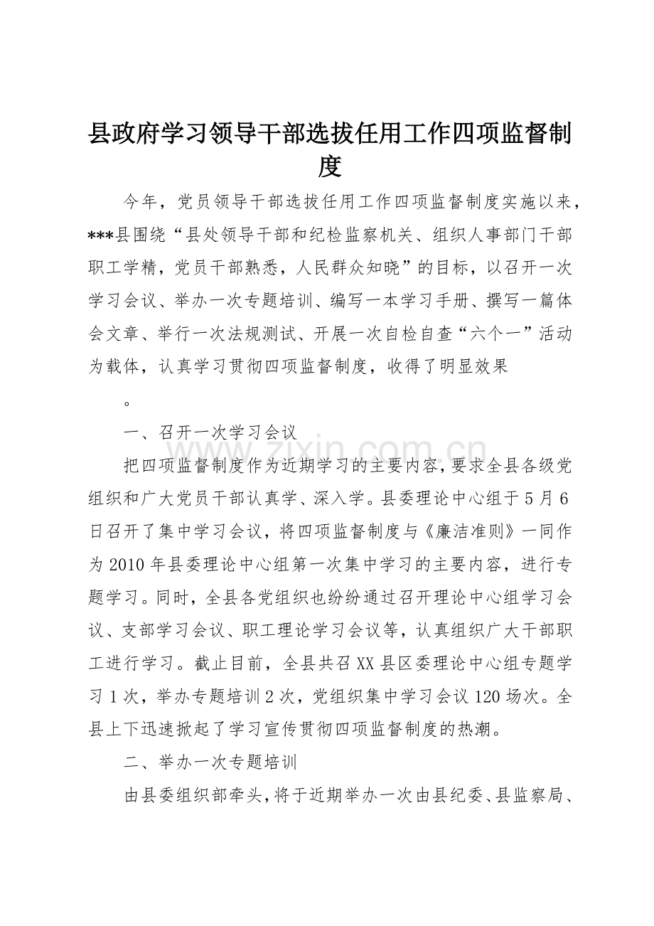 县政府学习领导干部选拔任用工作四项监督管理规章制度.docx_第1页