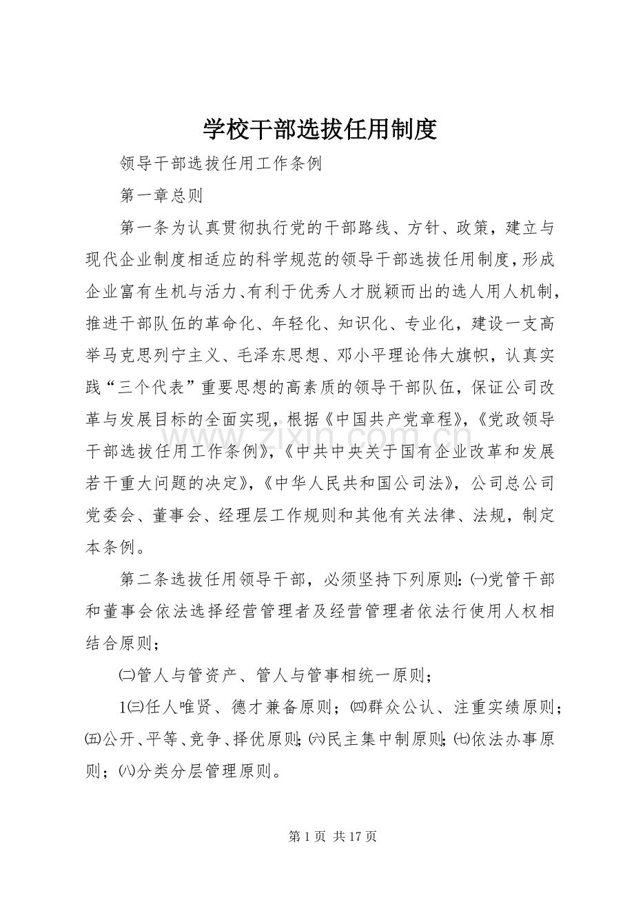 学校干部选拔任用规章制度.docx_第1页