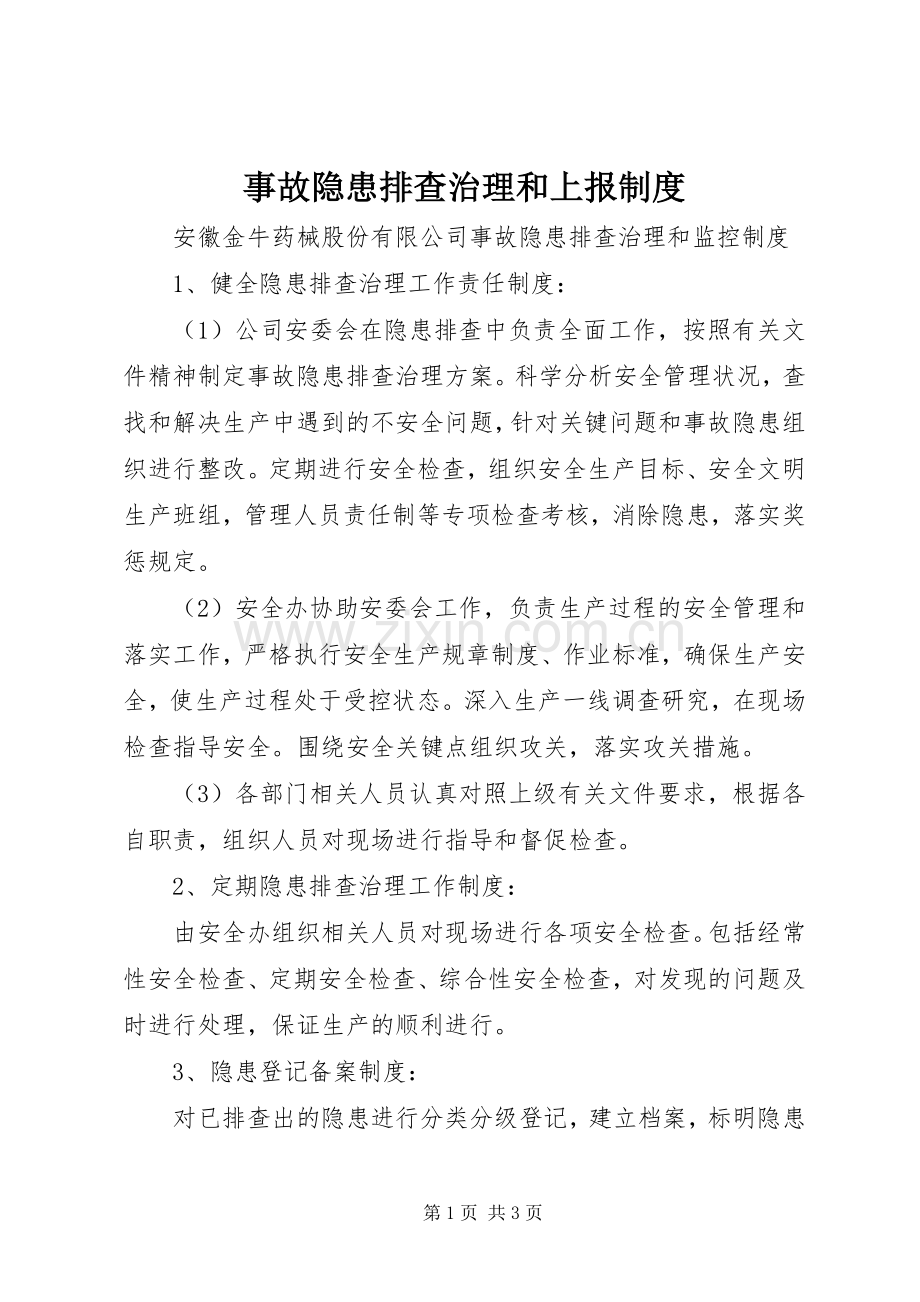 事故隐患排查治理和上报规章制度 .docx_第1页