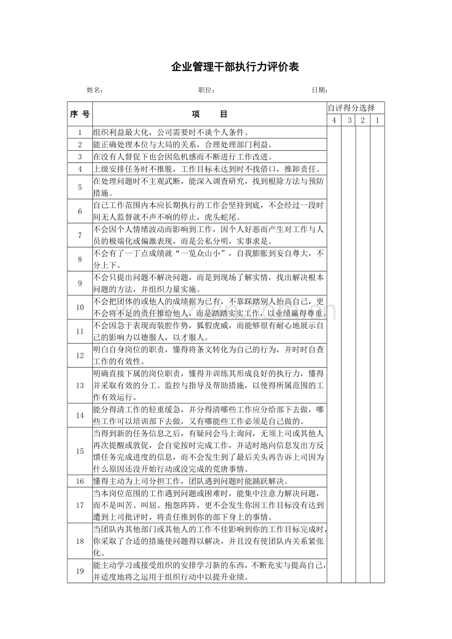 管理干部执行力测评.doc_第1页