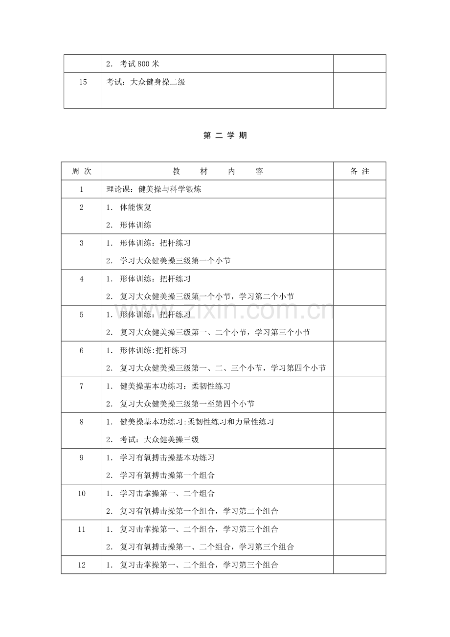 健美操专项课教学日历.doc_第2页