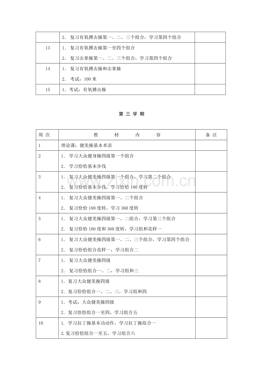 健美操专项课教学日历.doc_第3页