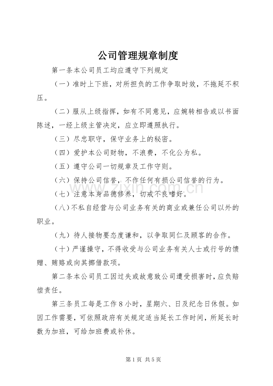 公司管理规章规章制度_1.docx_第1页