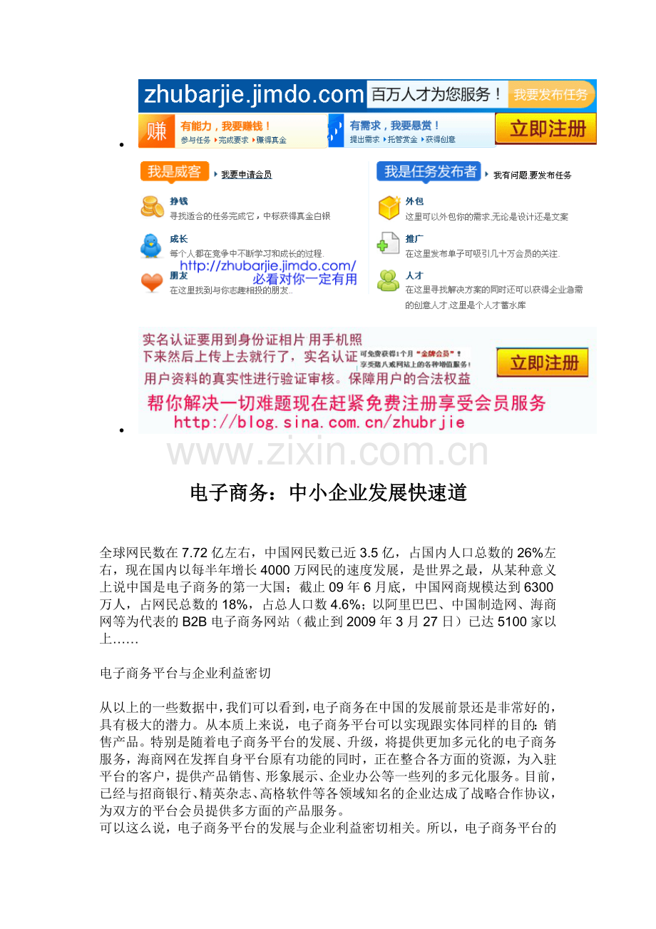 电子商务：中小企业发展快速道.doc_第1页