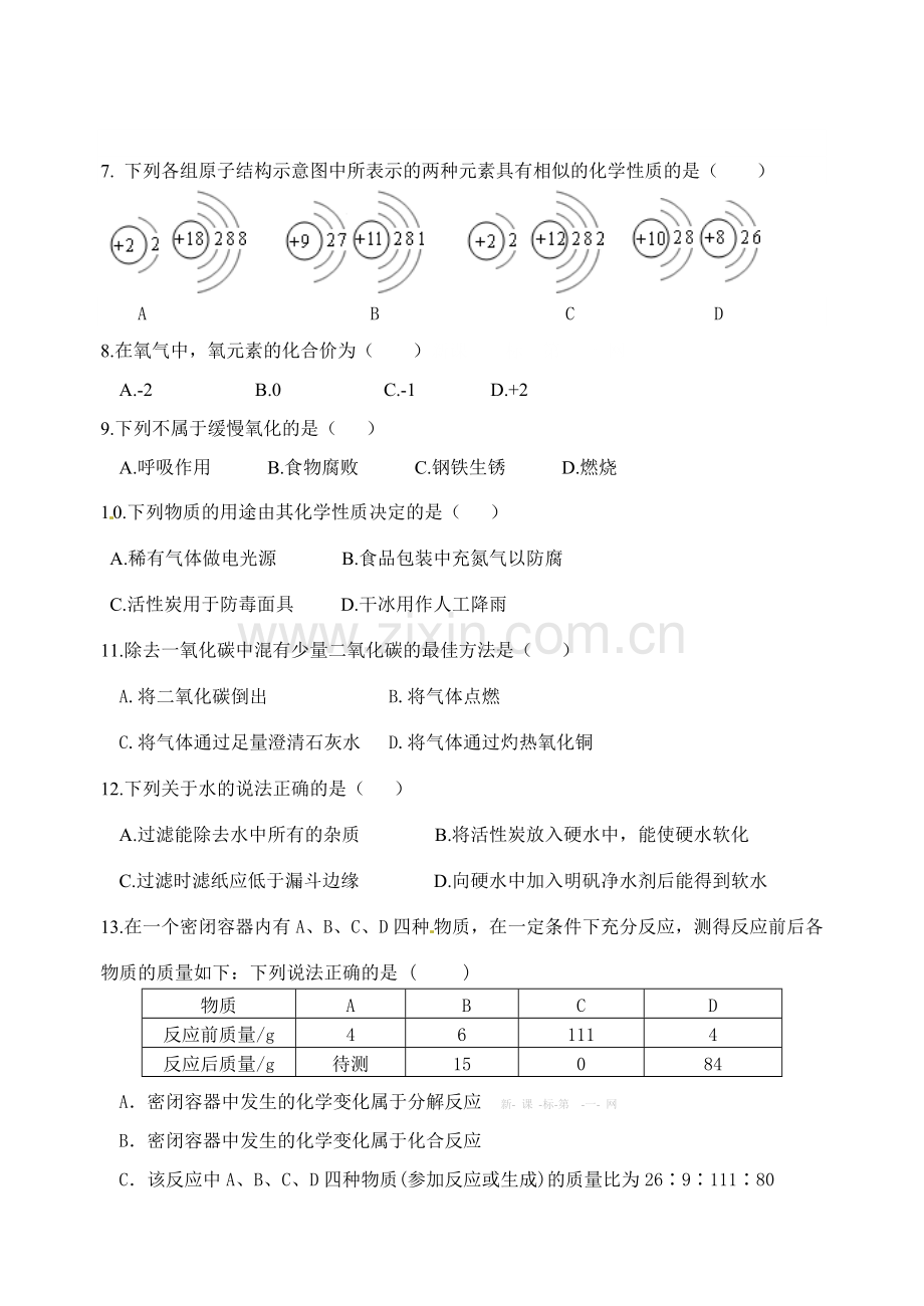 丹东市第九中学2015届九年级第二次月考化学试题及答案.doc_第2页