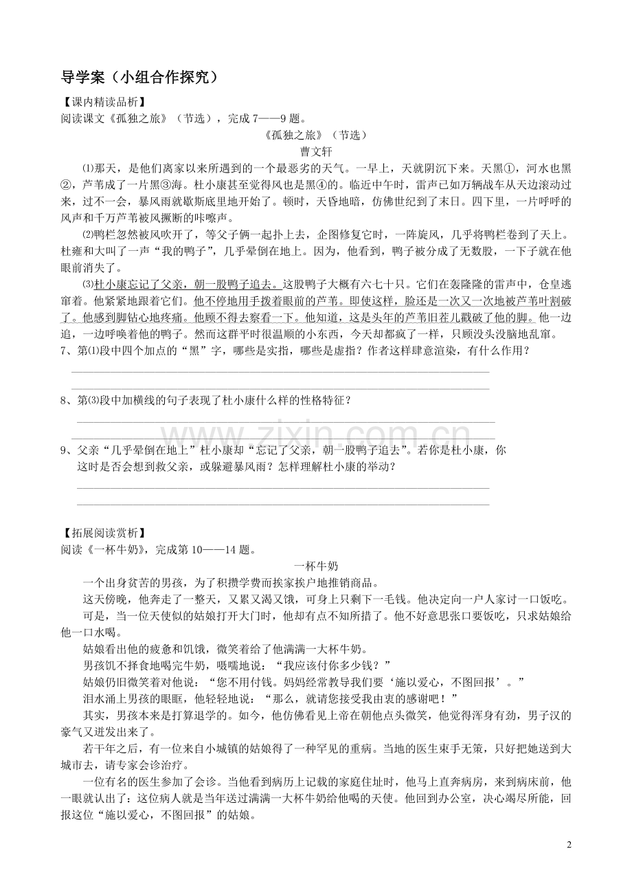 《孤独之旅》学案.doc_第2页