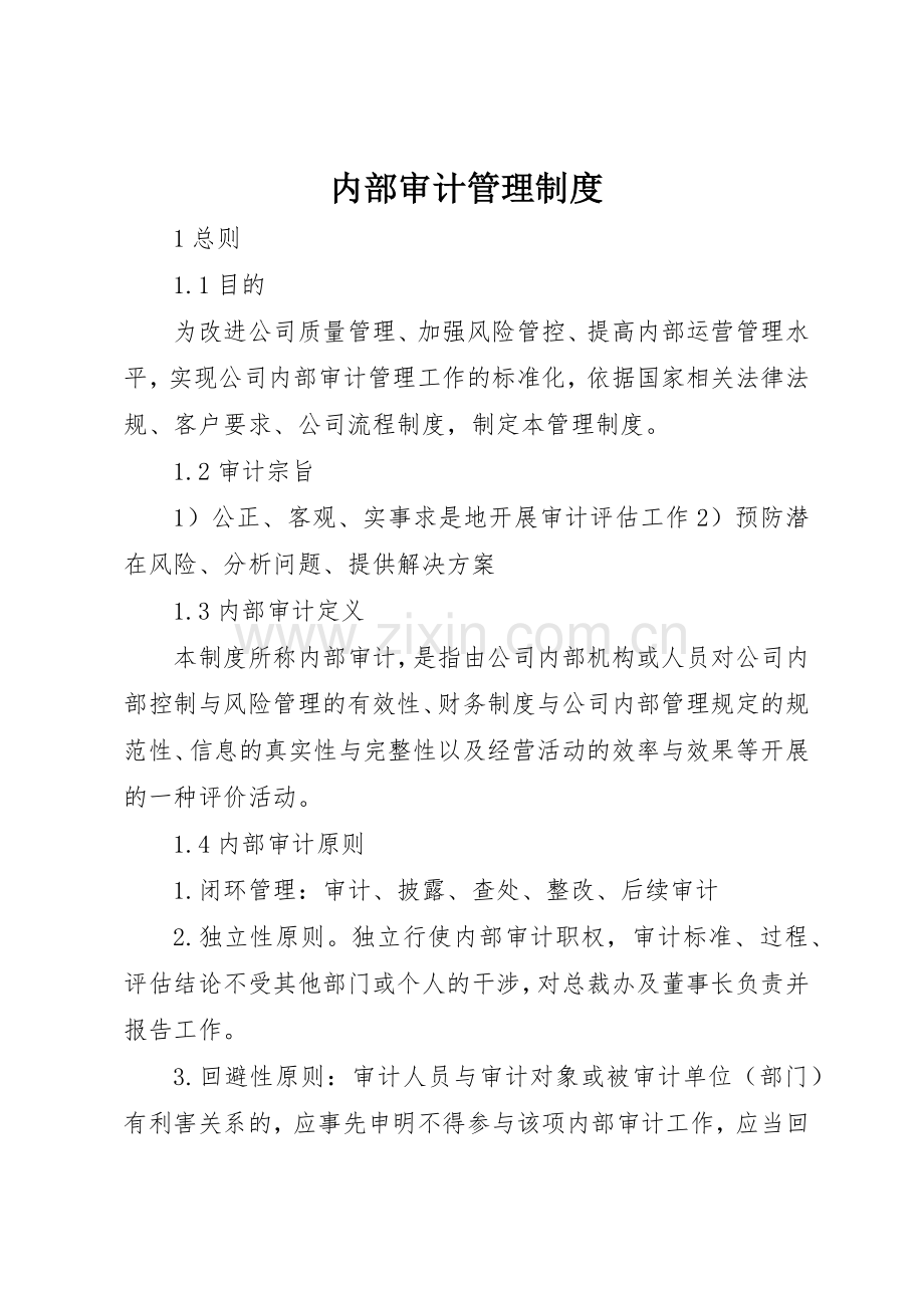 内部审计管理规章制度细则.docx_第1页