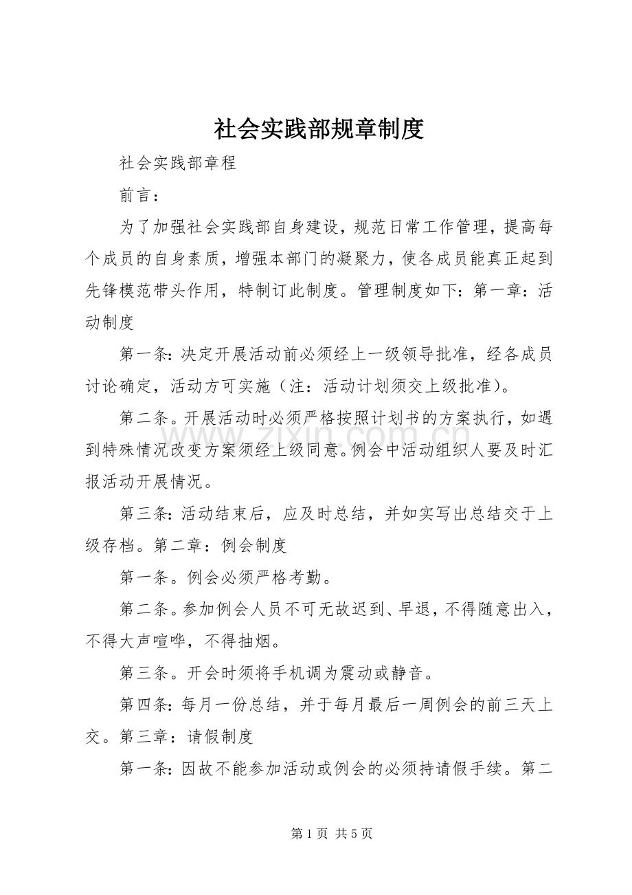 社会实践部规章规章制度细则.docx_第1页