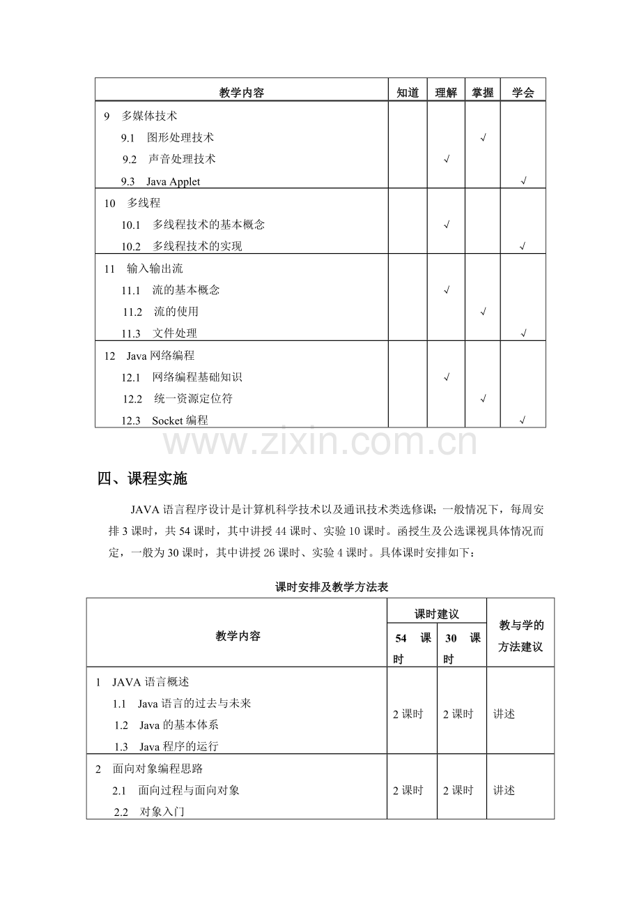 《JAVA语言程序设计》教学大纲.doc_第3页