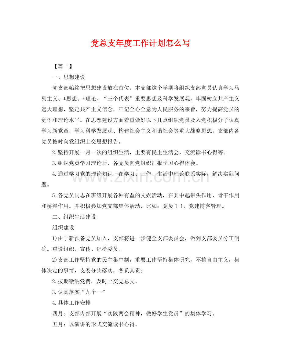 党总支年度工作计划怎么写 .docx_第1页