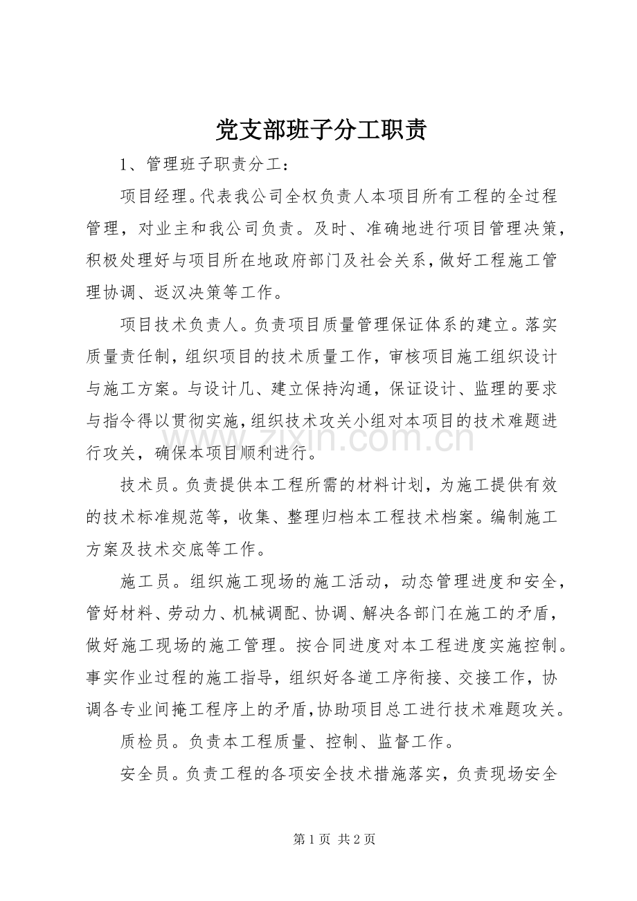 党支部班子分工职责要求.docx_第1页