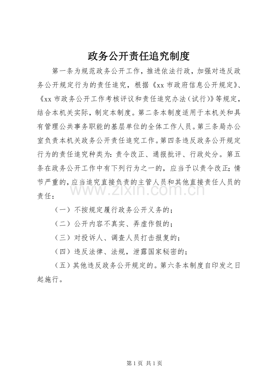 政务公开责任追究规章制度.docx_第1页