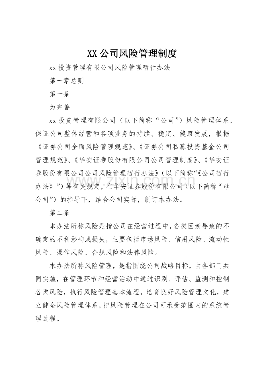 公司风险管理规章制度细则.docx_第1页