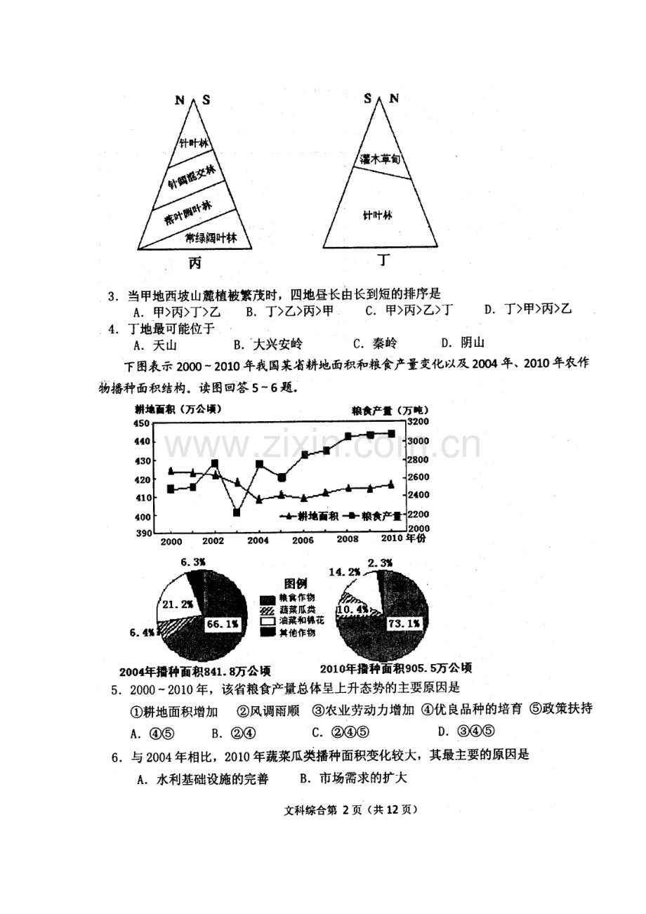 2013届山东省烟台市高三3月诊断性测试文科综合试题及答案.doc_第2页