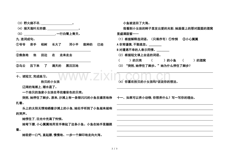 部编版二年级下册语文期末试卷.doc_第2页